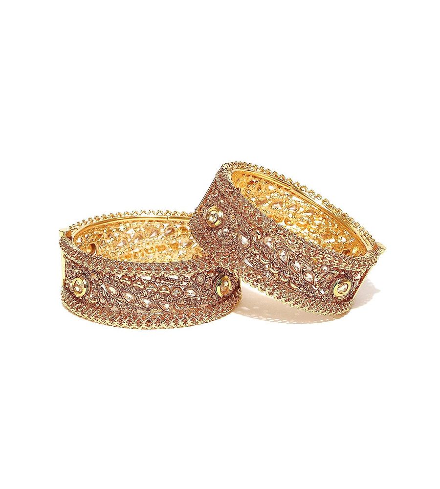 YouBella Jewellery Traditional Kundan Studded Gold Plated Bracelet Bangles Set for Girls and Women (2.4)